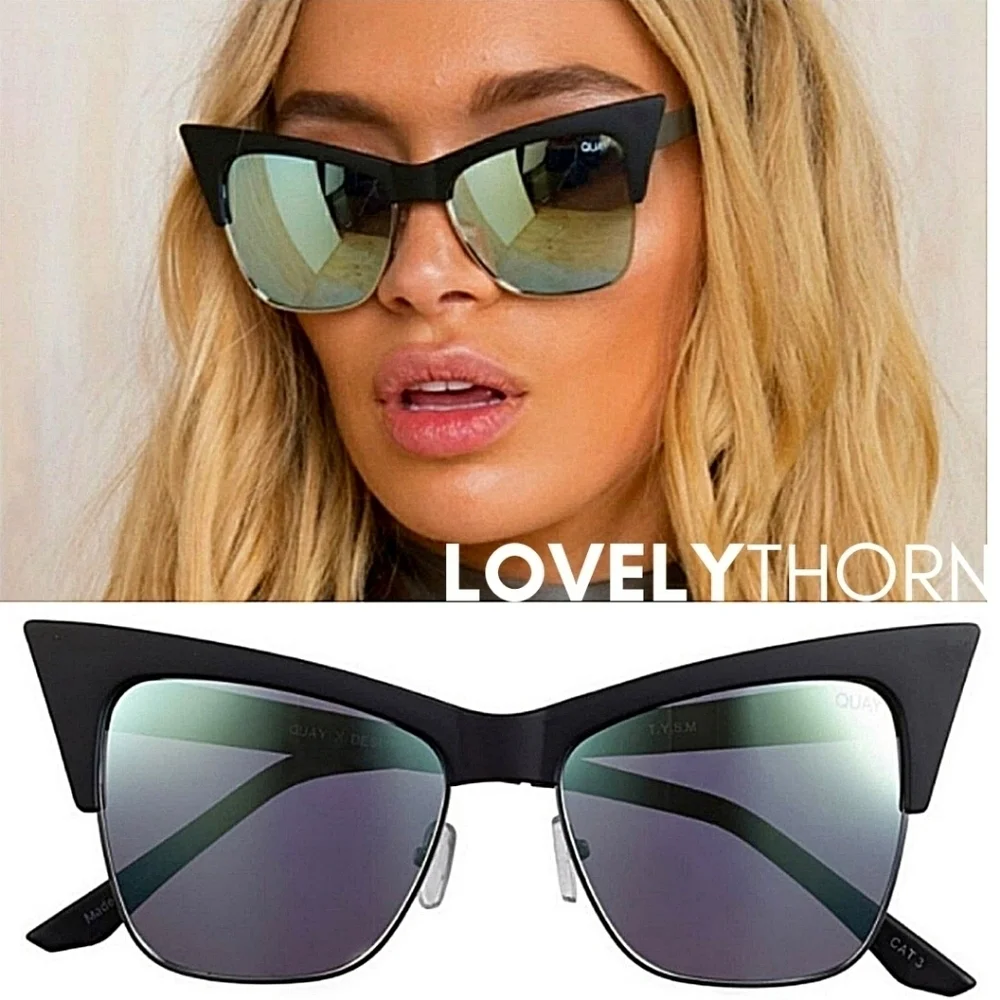 QUAY // ltd ed desi perkins collaboration retro-glam mint mirrored lens cateyes
